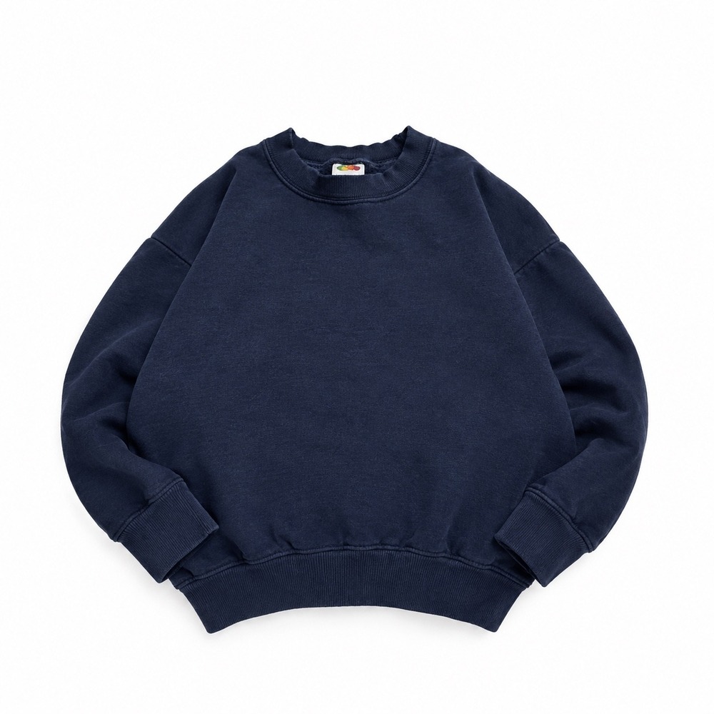 Vintage 90s sweater baggy pullover sweat Shirt blue crew blank fruit of the loom